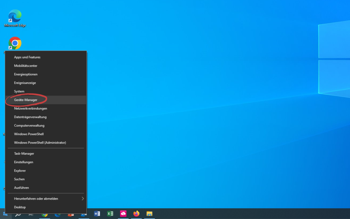 Gerätemanager bei Windows auswählen