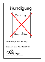 Grafik: Ein schriftliches Dokument. Darauf steht: Kündigung. Unten steht eine Unterschrift. Eine Person möchte einen Vertrag kündigen.